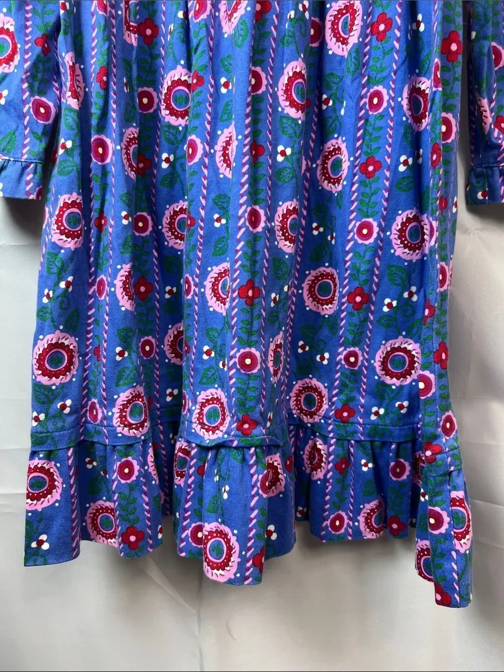 Hanna Andersson blue and pink floral long sleeve ruffle hem dress size 5 (110)